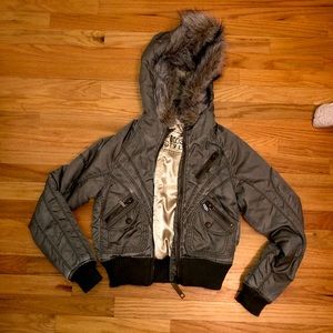 Branded Picasso Style coat, size women’s small, color is navy green.